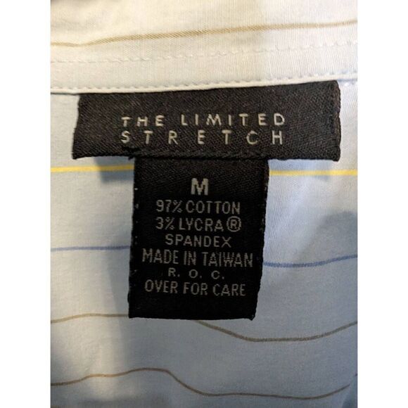 The Limited Stretch Blue Striped Button Down Women's Medium - Picture 4 of 6